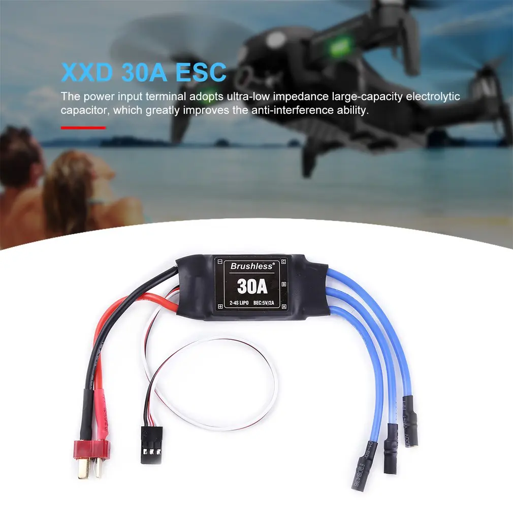 Регулятор скорости бесщеточного двигателя XXD 30A 2-4S ESC RC BEC T Plug 450 V2 вертолетная