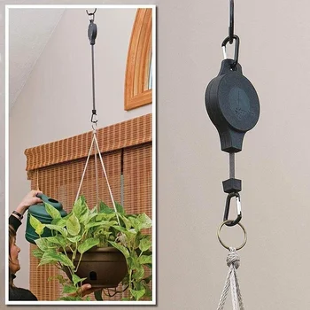 

Easy Reach Flowerpot Hanger Hooks Adjustable Gardening Tools And Equipment Plant Pulley Decoration Hook Potted Hook Garden Tools