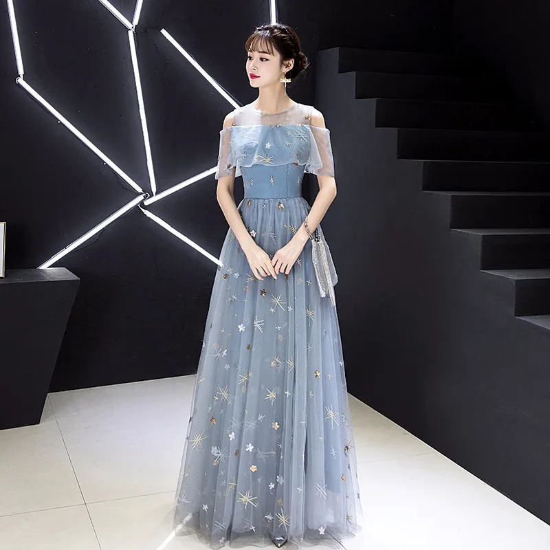 Сексуальное вечернее платье Cheongsam с вышивкой в виде звезд и пайеток, новинка, лоскутное Сетчатое женское платье Qipao с коротким рукавом, вечерние платья