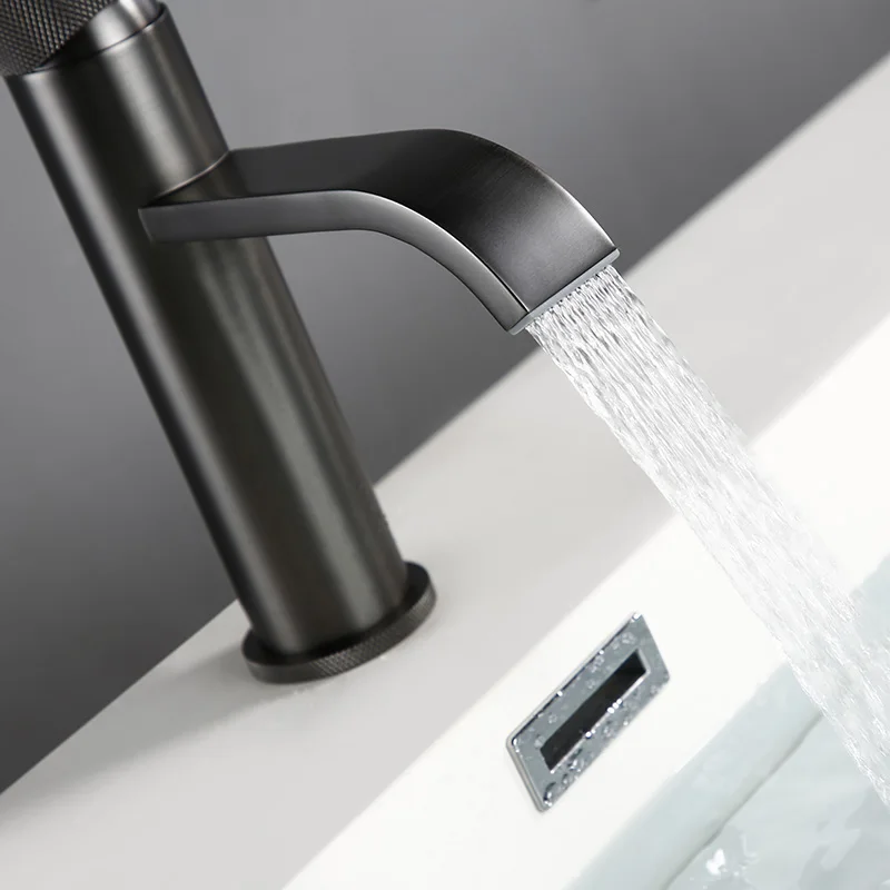 

Wholesale And Retail Deck Mount Waterfall Single Hole Lavatory Bathroom Faucet Vessel Sinks Mixer Tap Cold And Hot Water Tap