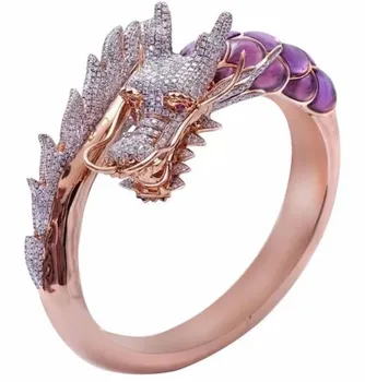 

New domineering Chinese faucet rose gold ring ladies men wedding engagement jewelry size 6-10