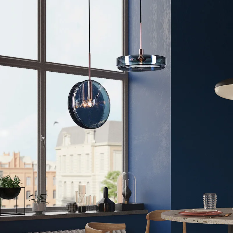 

Modern Simple Glass Restaurant Hanging Lamp Nordic Bedroom Bedside Bar Cafe Restaurant Study Small New Style Pendant Light