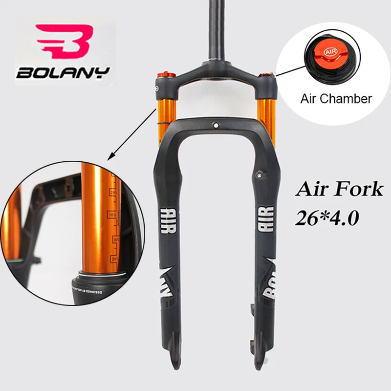 Дорожная подвесная вилка BOLANY 120 м 26*4 0 дюйма 1 1/8 для горного велосипеда 135 мм снега