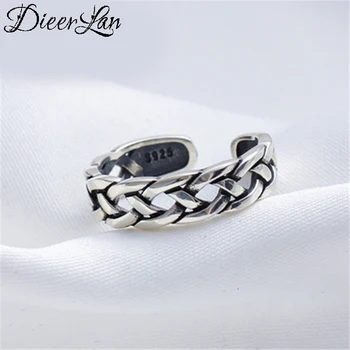 

DIEERLAN Personality 925 Sterling Silver Cross Rings For Women Wedding Jewelry Adjustable Antique Finger Ring Anillos