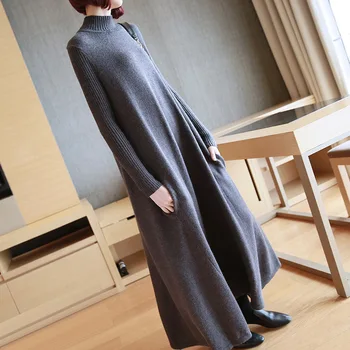 

Cross-border autumn winter knitting dress new big yards long loose render sweater dress in women's clothing foreign trade