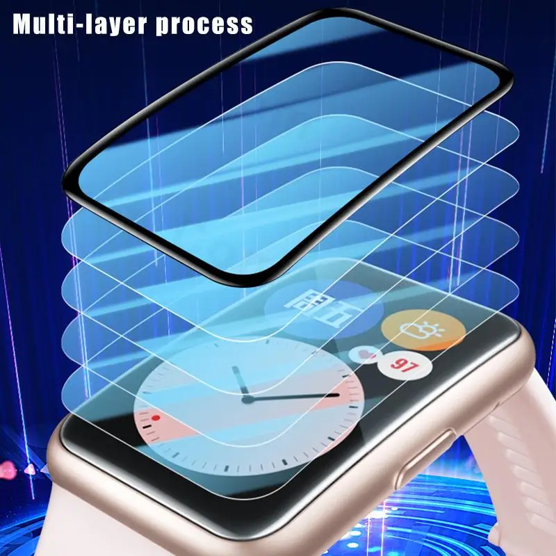 1-3PCS 9D Curved Clear Soft Fiber Protective Glass For Huawei Watch Fit Smartwatch Full Screen Protectors Film Cover Accessories