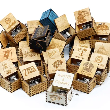 

Antique Carved Wooden Box Hand-Cranked Music Box Theme Caixa De Musica A Birthday Present Party Casket Anonymity Decoration