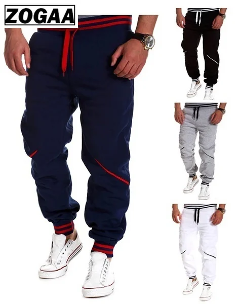 New men's pants casual contrast color splice sports