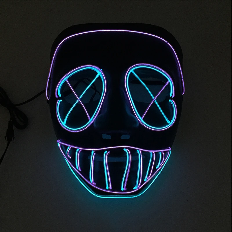 

Halloween EL Wire Face Mask Luminous Lighted Up LED Big mouth fork eye glow mask Halloween Party Cosplay Costume Props Tools