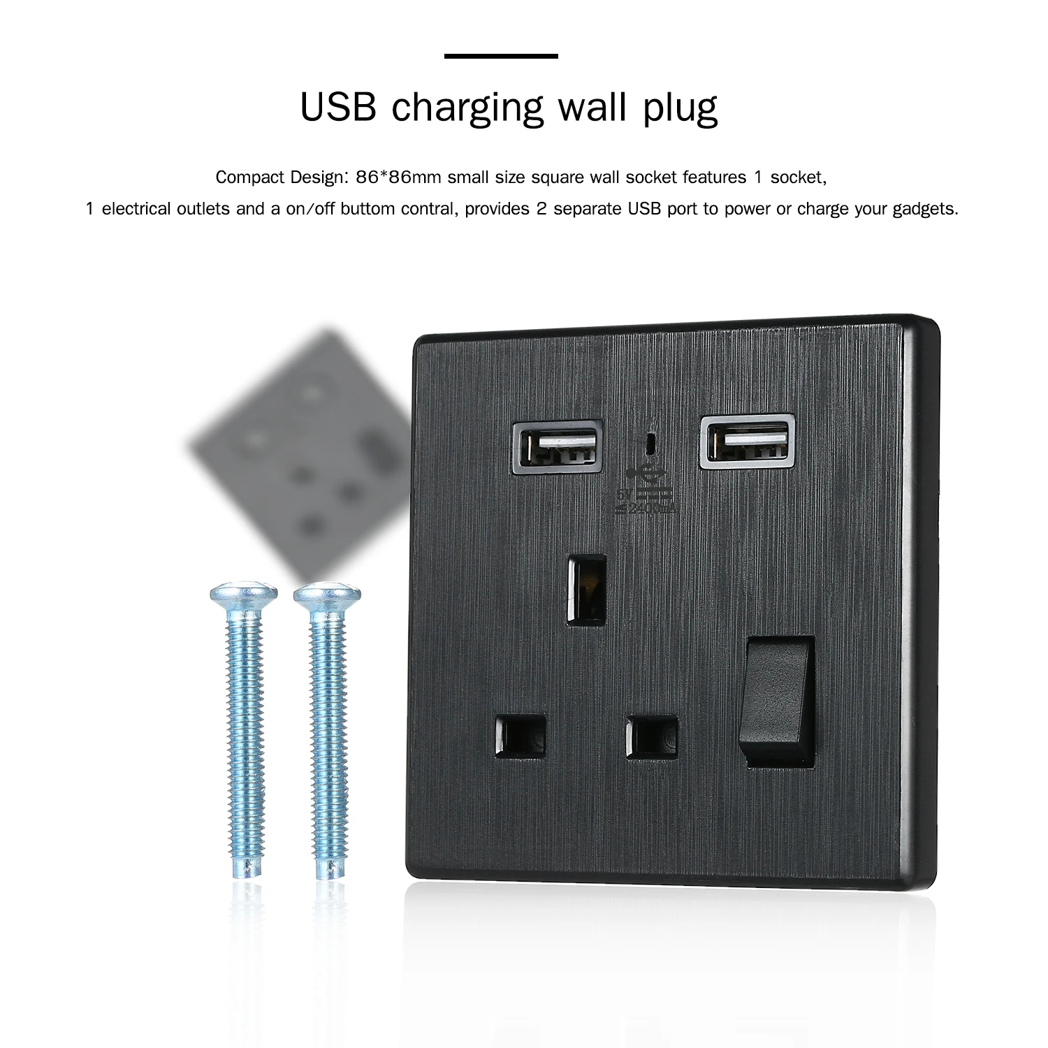 AC110-250V 13A настенная розетка USB Панель бытовой офис настенный выключатель одна розетка 2.4A USB 5 в порт зарядного устройства стандарт Великобритании