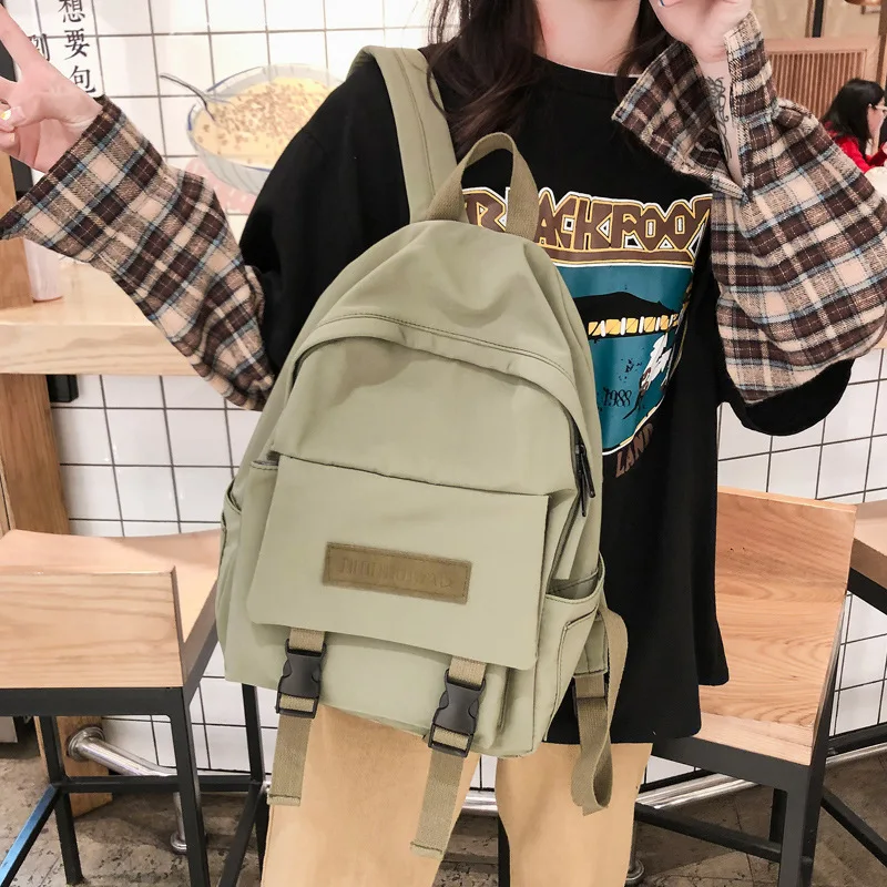 Популярный модный рюкзак, Одноцветный школьный рюкзак для девочек-подростков, повседневный рюкзак для путешествий, Большая вместительная Холщовая Сумка, женский рюкзак