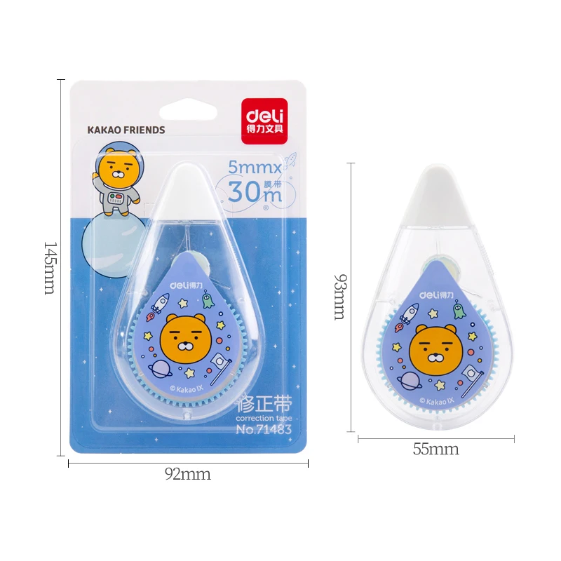 Deli 71483 Kakao friends серия Корректирующая лента 5 мм x 30 м Студенческая Корректирующая лента с милым мультяшным дизайном