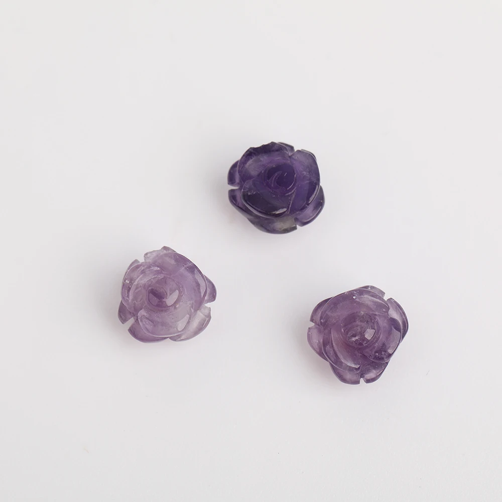 10 мм женские Резные Цветочные бусины из натурального камня, изготовление сережек, серьги из розового кварца, бусины из кристаллов для женщин