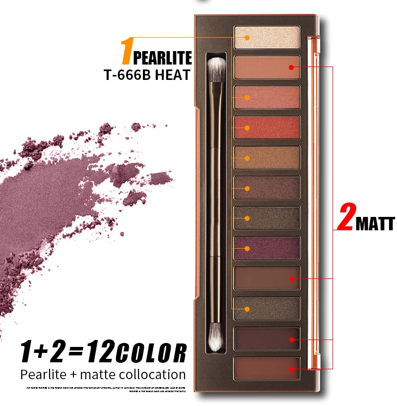 MYG naked smoky палитра теней для век макияж тени для век 12 цветов матовые блестящие тепловые с кистью для теней