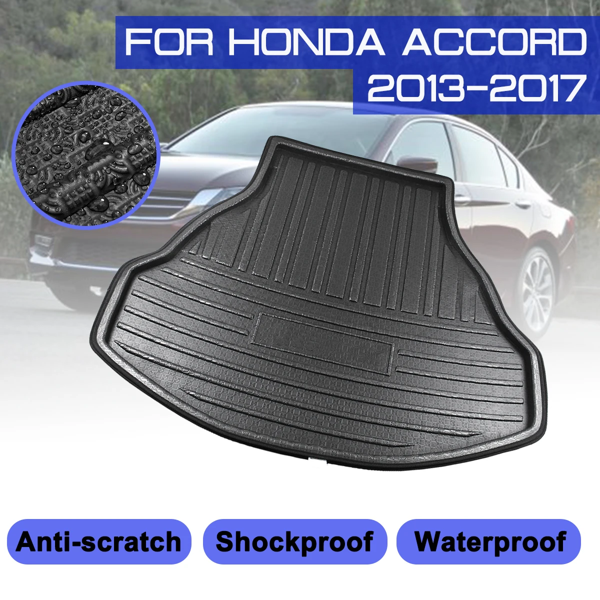 Автомобильный напольный коврик противогрязевой для заднего багажника Honda Accord 2013