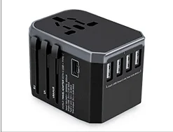Адаптер для путешествий Универсальный адаптер питания USB зарядное устройство Международный переходник настенные электрические вилки розетки конвертер ЕС США Великобритания AU Plug - Цвет: Gray-black
