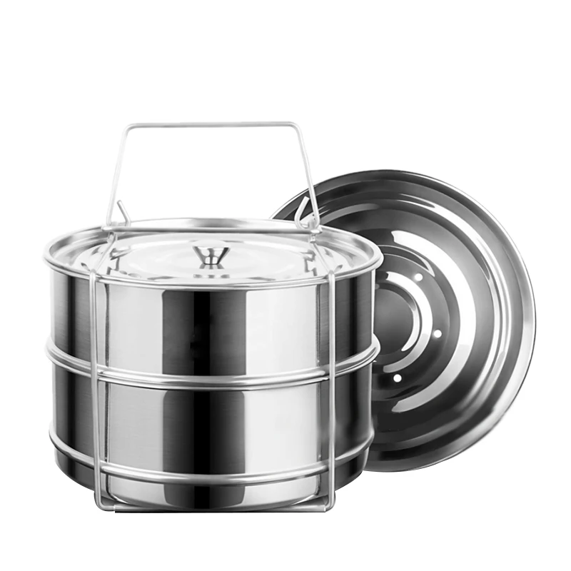 Stackable Steamer Insert Pans Pot in for 5 Litres or More Accessories - 2 Tier Interchangeable Lids Rust Proof Perfo | Дом и сад