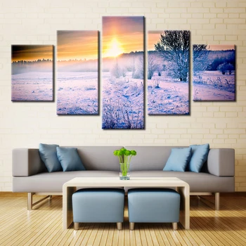 

Embelish Modern Home Wall Art Decor Frame Pictures 5 Pieces Moon Sea Level Scenery HD Printed Painting On Canvas Modular Picture
