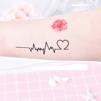 

5Pcs/set Waterproof Black ECG Temporary Tattoos Sexy Product Disposable Tattoo Sticker to Cover the Scar for Cool Men and Women