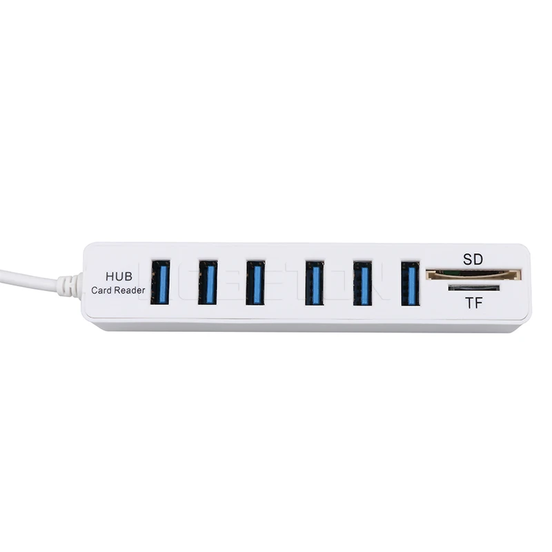 6 Ports White Kebidu usb-хаб 3/6 порт USB разветвитель USB2.0 к USB3.0 с устройство для чтения карт SD TF для ПК - Цвет: 6 Ports White