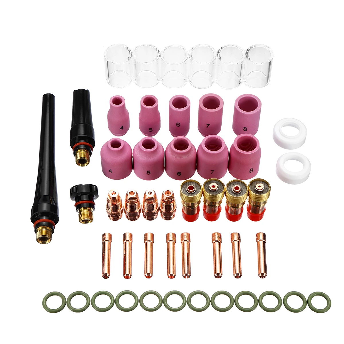 Comprar Linterna de soldadura lente de Gas gordito 49 Uds. Para WP 17 18 26 TIG #10 Kit de copa de vidrio Pyrex accesorios de soldadura prácticos duraderos de fácil uso
