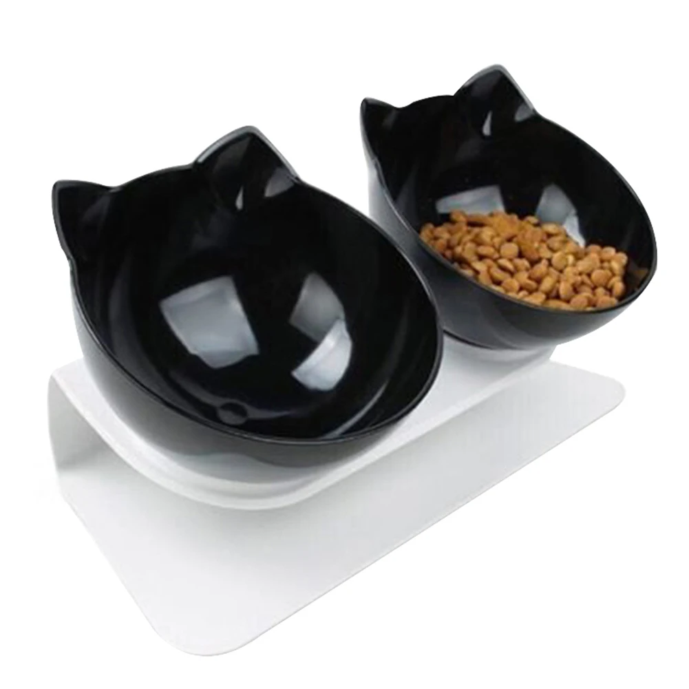 Двойные миски для кошек с подставкой, миски для кормления домашних животных, Экологичная кормушка для собак QP2 - Цвет: C