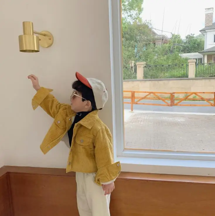 Новое поступление, вельветовое флисовое пальто для девочек и мальчиков Утепленная зимняя модная детская куртка с длинными рукавами для детей от 2 до 7 лет