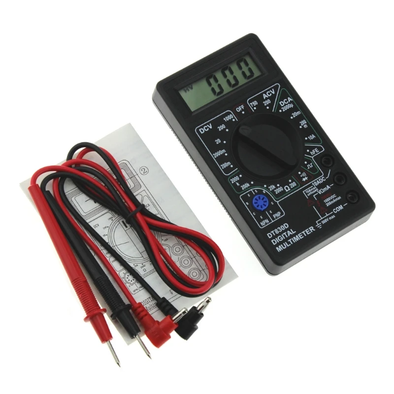 Mini Digital LCD Multimeter With Buzzer Voltage Ampere Meter Test Probe DC AC