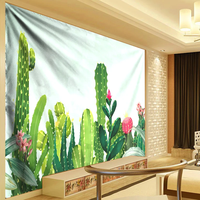 

Boho Cactus Tapestry Watercolor Wall Hanging Bohemian Mandala Wall Tapestries Feather Succulent Shawl Throw Wall Art Cloth Large