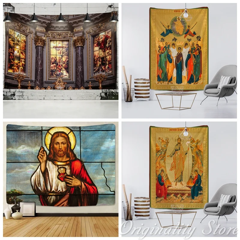 

European Faith Christianity Classical God Jesus Christ Tapestry Wall Hanging Blanket Home Decoration