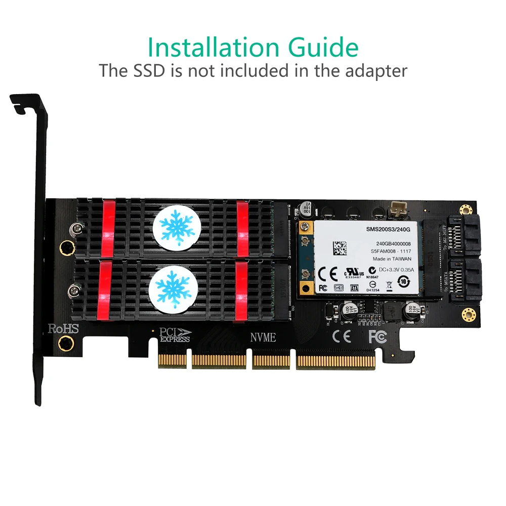 QINDIAN NVME M.2 NGFF MSATA SSD PCI Express Riser Card PCI-E PCI E PCIE to M2 адаптер M.2 Raiser M2 SATA адаптер M.2 SSD охлаждение