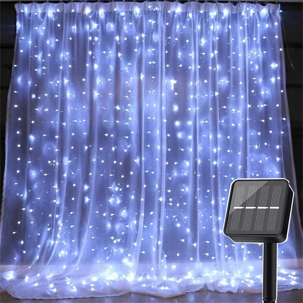 

LED Strings 3x3M Solar Led String Light Outdoor Fairy Curtain Garland Window Christmas Decoration For Home Lights Lamp