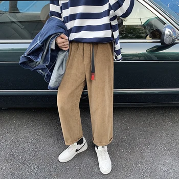 

Send Belt Men's Corduroy Cotton Fabric Leisure Male Loose Trousers Hip Hop Style Black/khaki/beige Casual Pants Sweatpants M-2XL