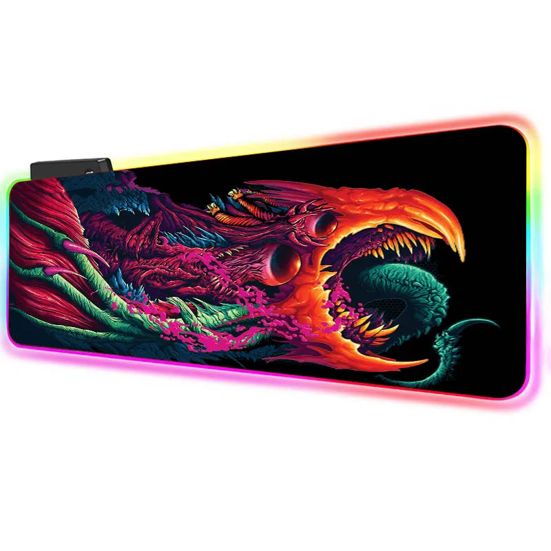 XGZ игровой RGB большой коврик для мыши геймер большой коврик для мыши компьютерный Коврик Для Мыши Led подсветка клавиатура настольный коврик для CSGO Монстр стиль