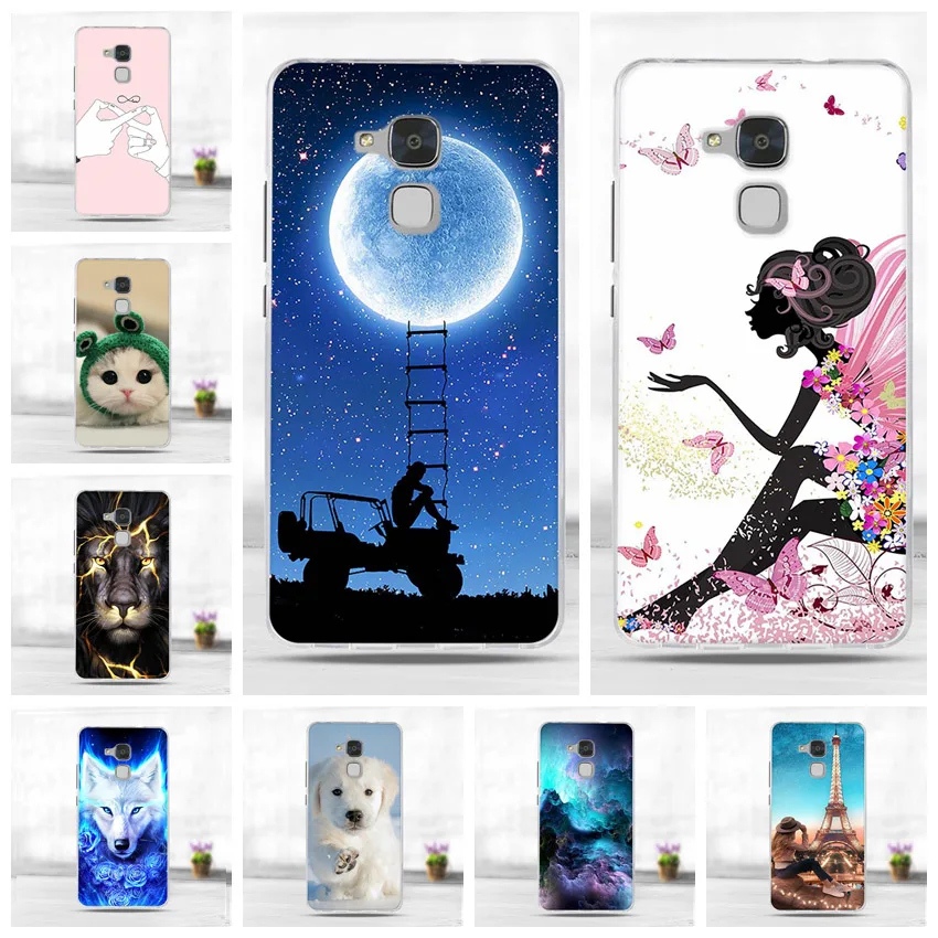

For Huawei Honor 5C Case Cover with Fingerprint Soft Silicone TPU Back Phone Cases Cover for Huawei Honor 7 Lite Case 5.2" GT3