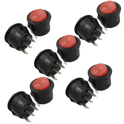 

10 Pcs 3 Pin Black Red Button On/OFF Round Rocker Switch AC 6A/125V 3A/250V