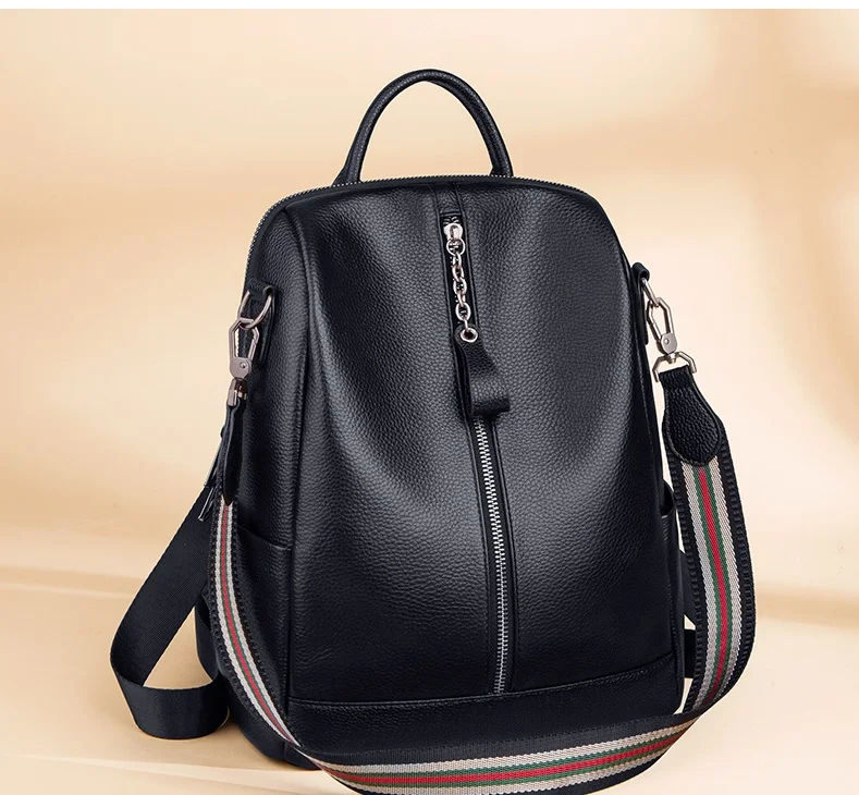 ZOOLER брендовый популярный рюкзак из натуральной кожи, женские рюкзаки из коровьей кожи, элегантная мягкая школьная сумка, дорожная сумка-тоут, черные сумки# HS222