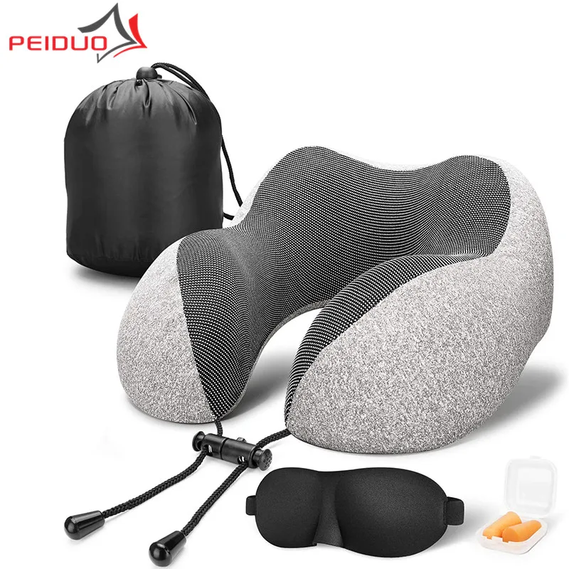 

PEIDUO Travel Pillow 100% Pure Memory Foam Neck Pillow Comfortable Cover oft Slow Rebound Space Travel Pillow Healthcare Neck