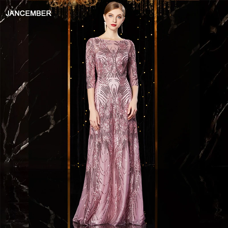 JANCEMBER vestido De festa longo кружево с блестками платье на бретельках поясом Платье пол
