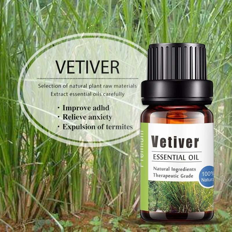 

Wholesale Pure Natural Vetiver Aromatherapy Essential Oils Anti-stress Aroma Diffuser Oil High Effective
