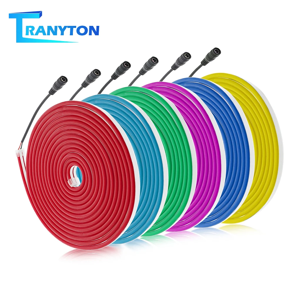 Tubo de Luz Tiras de Néon Luz de Néon Flexível Suave Fita Impermeável Led Branco Azul Rosa Vermelho Verde Amarelo Roxo Laranja 5m Dc12v 2835