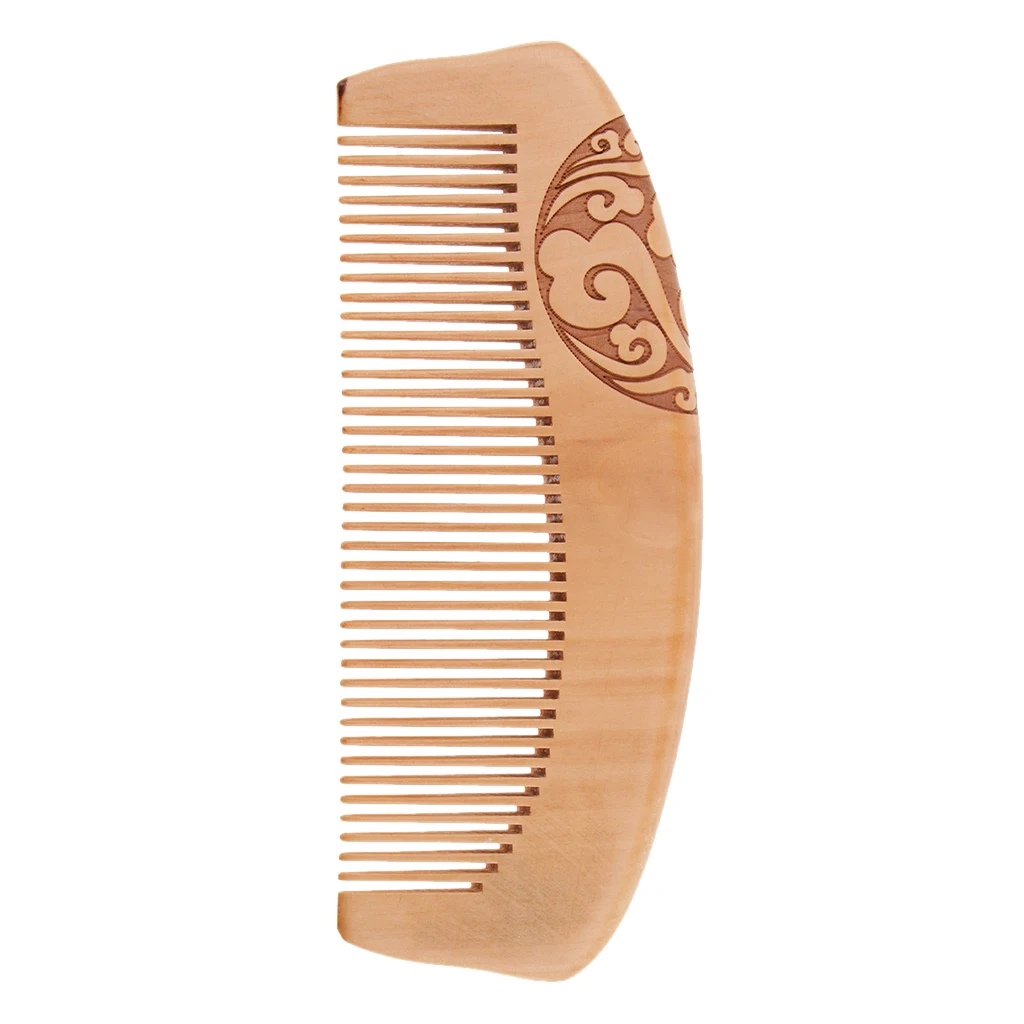 Classic Wood Wide Tooth Anti-static Mahogany Comb Head Massage Wooden Brush