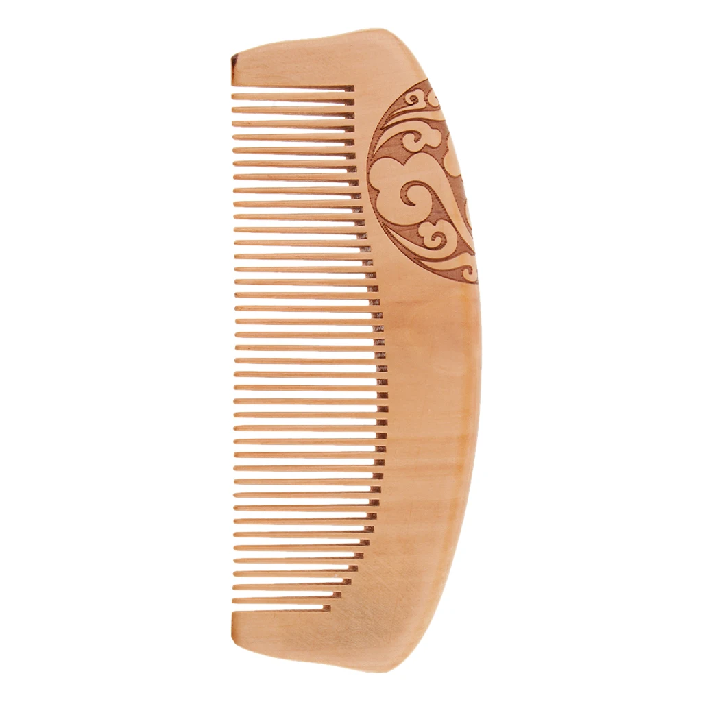 Classic Wood Wide Tooth Anti-static Mahogany Comb Head Massage Wooden Brush |
