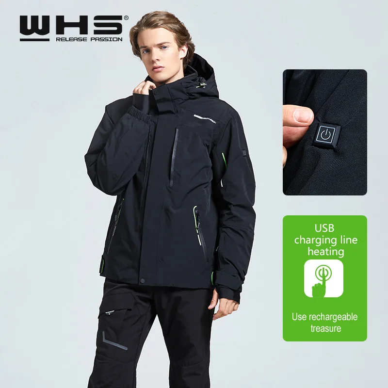 

WHS Men's Outdoor Skiing Jacket Windbreak Coat Snowfield Heating Electronic Intelligent Heating Coat Comfortable and Soft