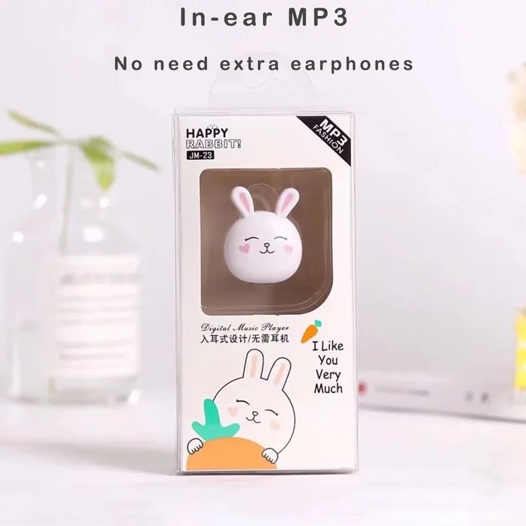 Кристалл риса цвет форма мультяшного кролика карты с мини-наушники MP3 плеер Поддержка TF карты 8,20