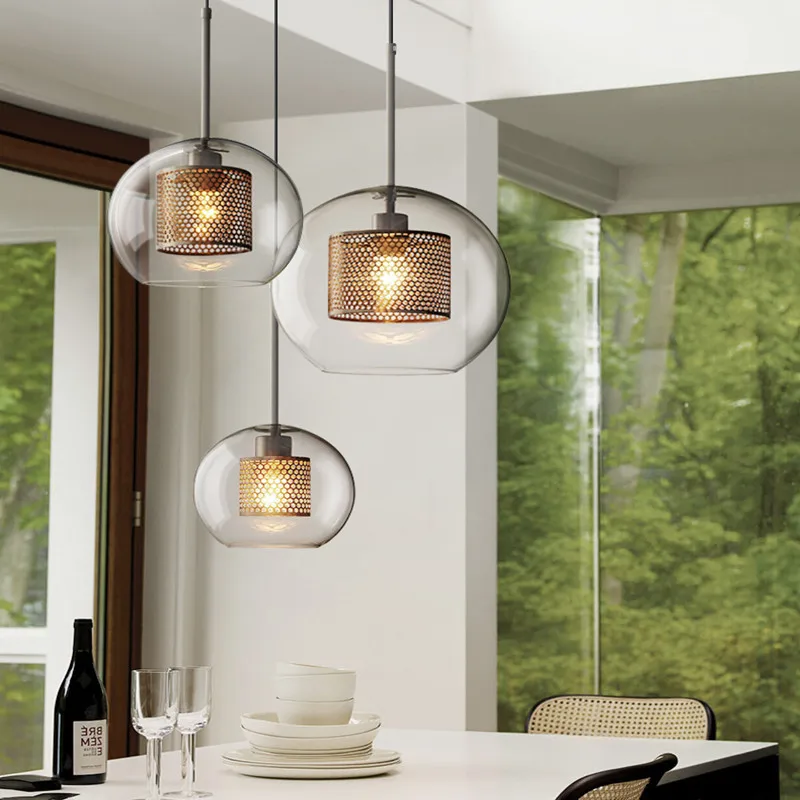 

Loft Industrial Concise Glass Pendant Light Vintage Creative Dining Room Living Hanging Light Retro Aisle Light Free Shipping