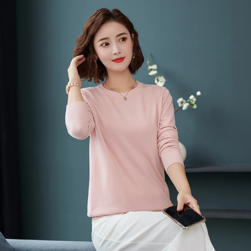 2019 autumn and winter new women's sweater cashmere sweater round neck pullover short knit bottoming shirt 2019 autumn and winter new women's sweater cashmere sweater round neck pullover short knit bottoming shirt