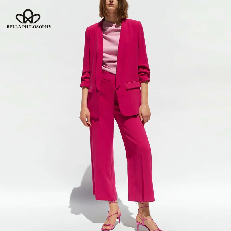 

Bella philosophy 2019 new autumn women solid high quality office lady pants suit blazers 2019 New office work elegant blazer