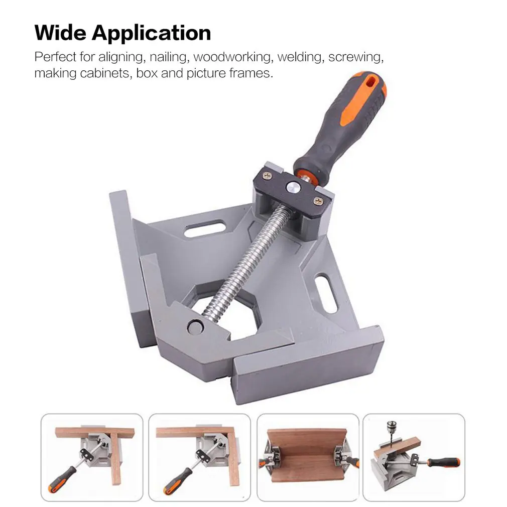 

Hot 65mm 90 Degree Mitre Corner Clamps Picture Frame Holder Woodwork Right Angle Aluminum Single Handle Folder Tool Adjustable