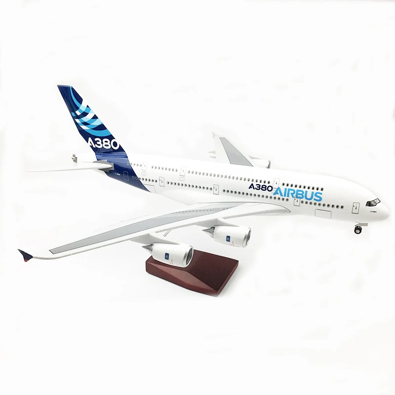 1/160 масштаб смолы Голосовое управление СВЕТОДИОДНЫЙ самолет Airbus A380 с светодиодный свет 46 см игрушка в виде самолета Дети подарок для коллекции - Цвет: Prototype